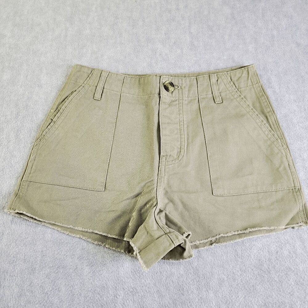 Forever 21 Shorts Womens Small Olive Green Woven Cutoff Denim
